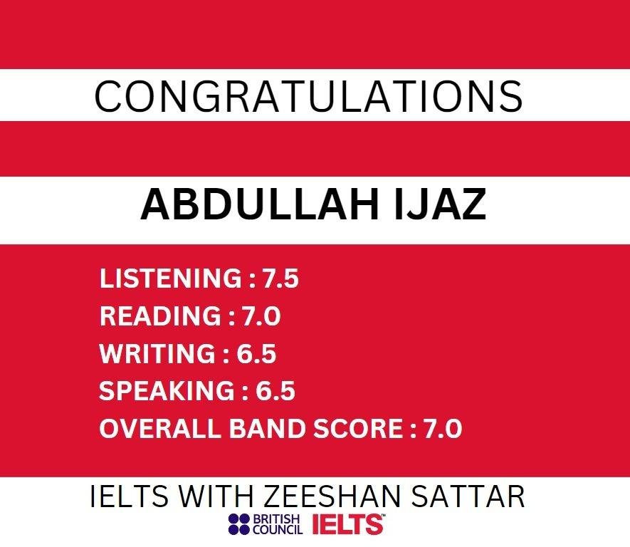 Zeeshan IELTS Student Result