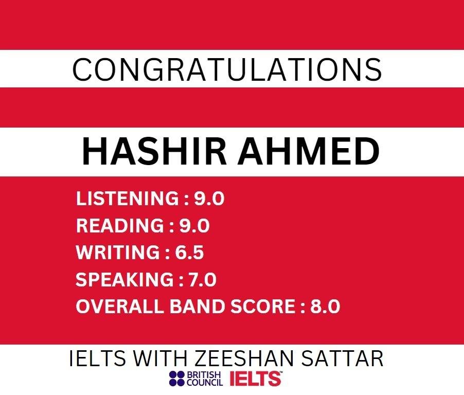 Zeeshan IELTS Student Result