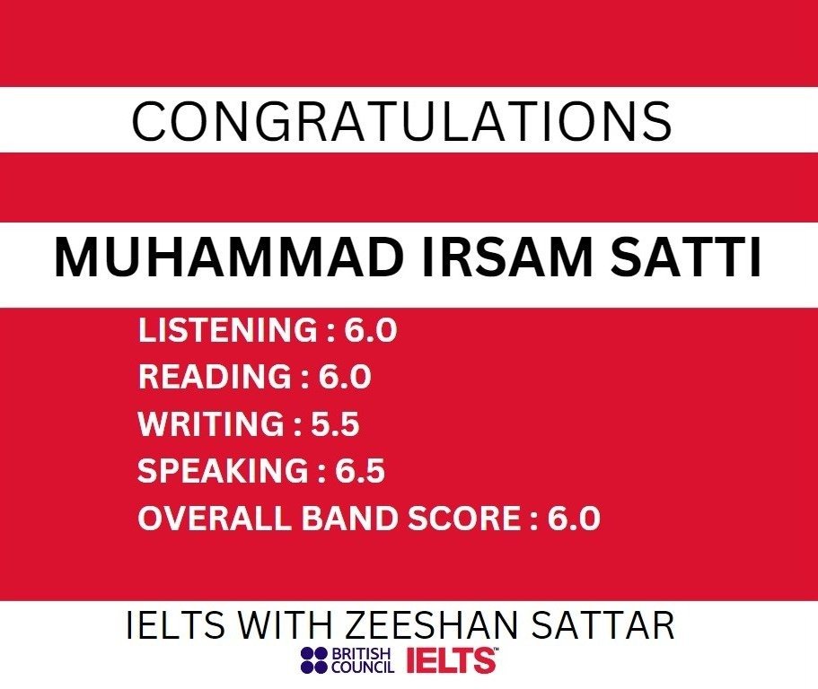Zeeshan IELTS Student Result