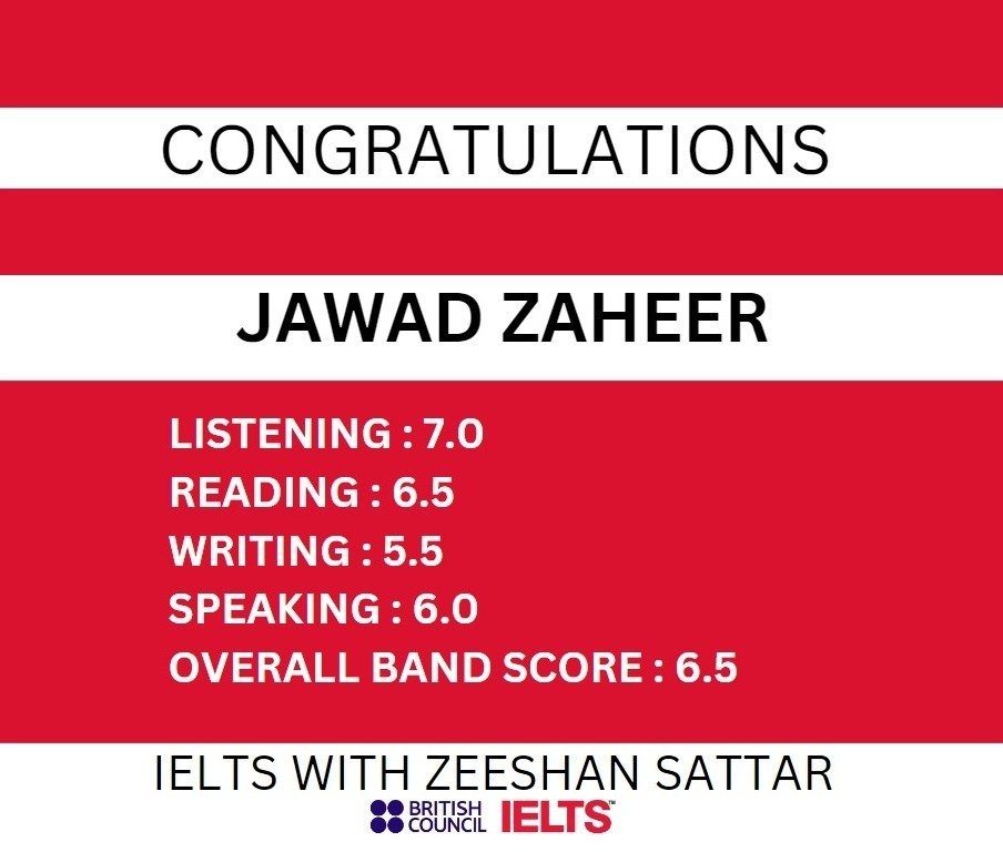 Zeeshan IELTS Student Result