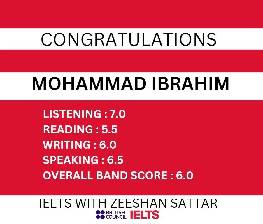 Zeeshan IELTS Student Result