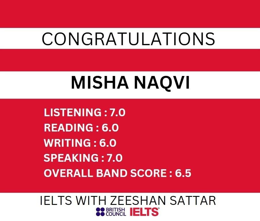 Zeeshan IELTS Student Result
