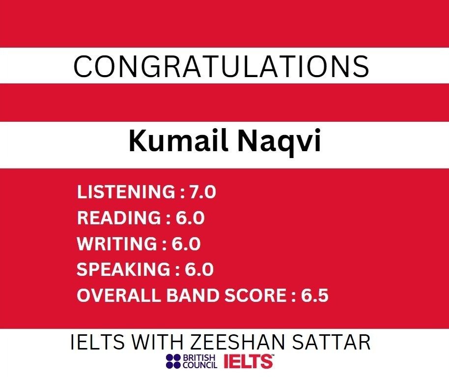 Zeeshan IELTS Student Result