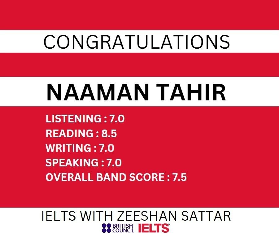 Zeeshan IELTS Student Result