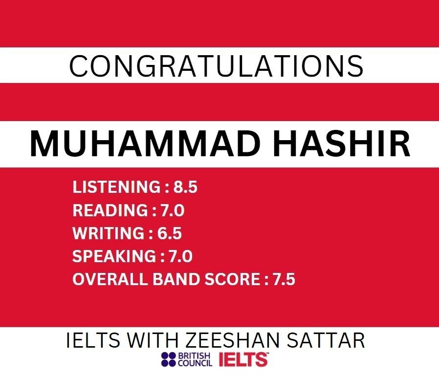 Zeeshan IELTS Student Result