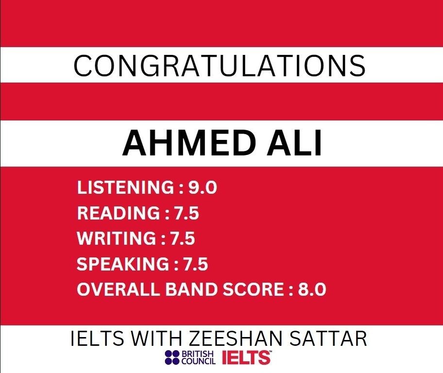 Zeeshan IELTS Student Result