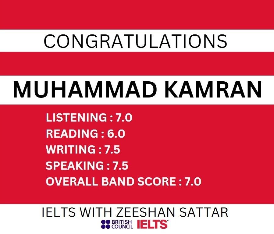 Zeeshan IELTS Student Result