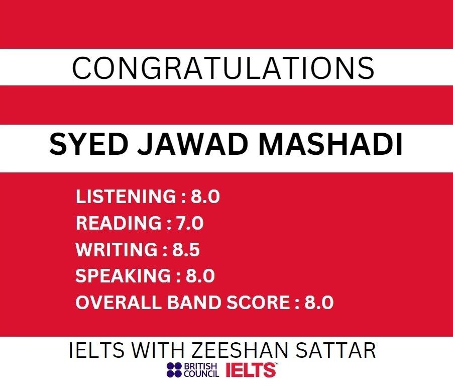 Zeeshan IELTS Student Result
